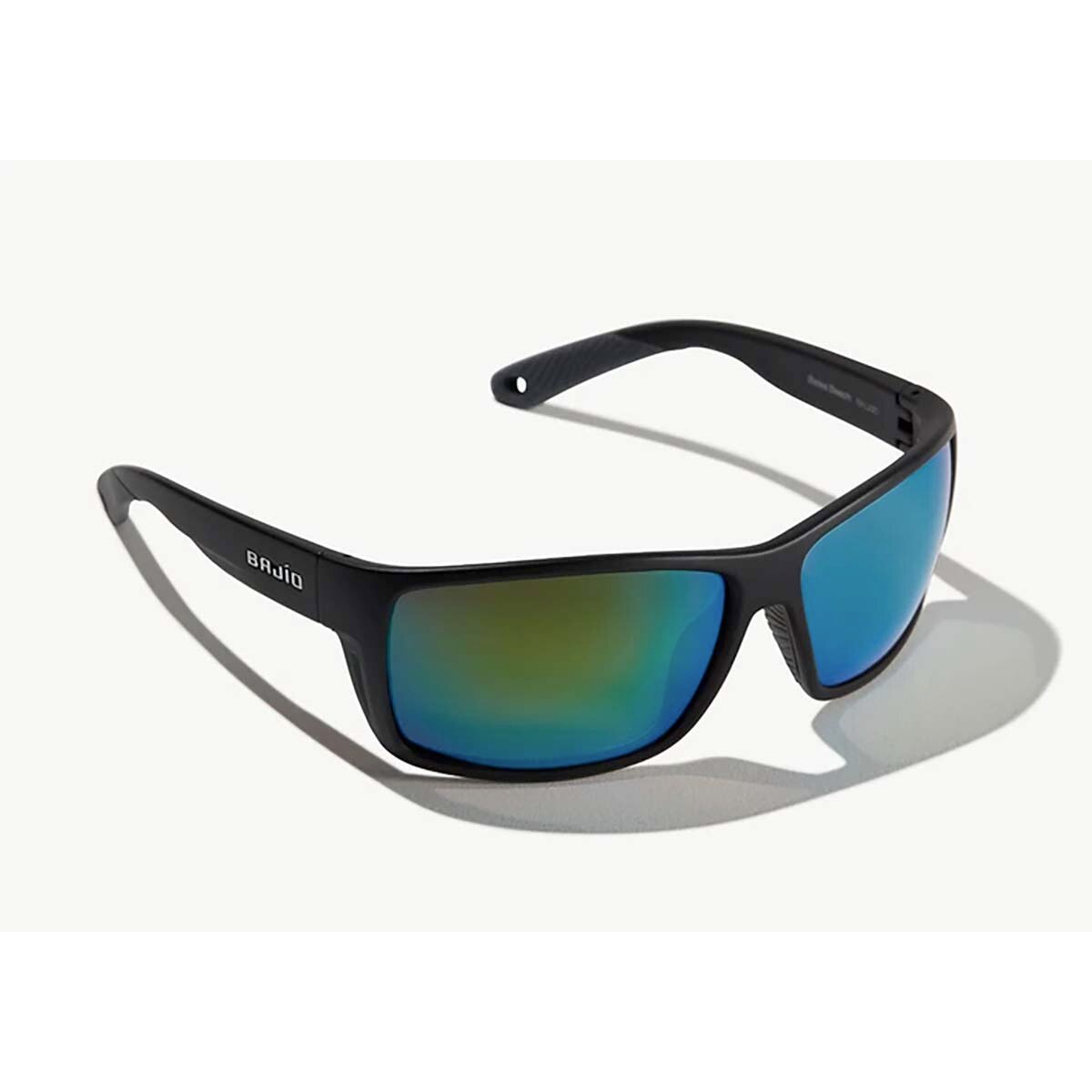 Bajio Bales Beach Sunglasses Polarized in Black Matte with Green Glass